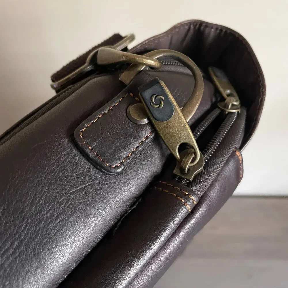 Samsonite Colombian Leather Flap Over Messenger Bag Brown Briefcase Laptop Bag